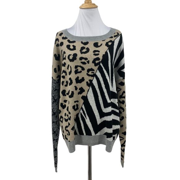 Peyton Primrose Pullover Sweater Women XL Extra Large Cheetah Zebra Python Knit - Picture 1 of 14